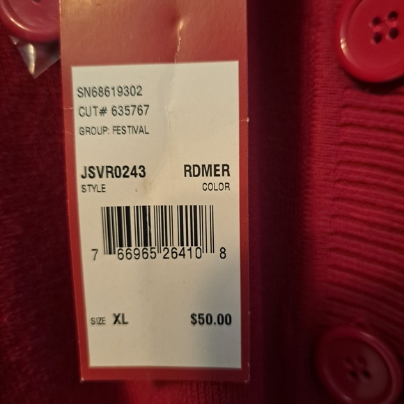 New wt Choices by Notations Red Fringe Shawl Collar Cardigan Sweater XL - Picture 2 of 11